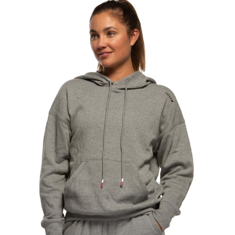 Jolyn Womens Gray Heathered Pullover Hoodie Sweatshirt Size Small Pink Aglets